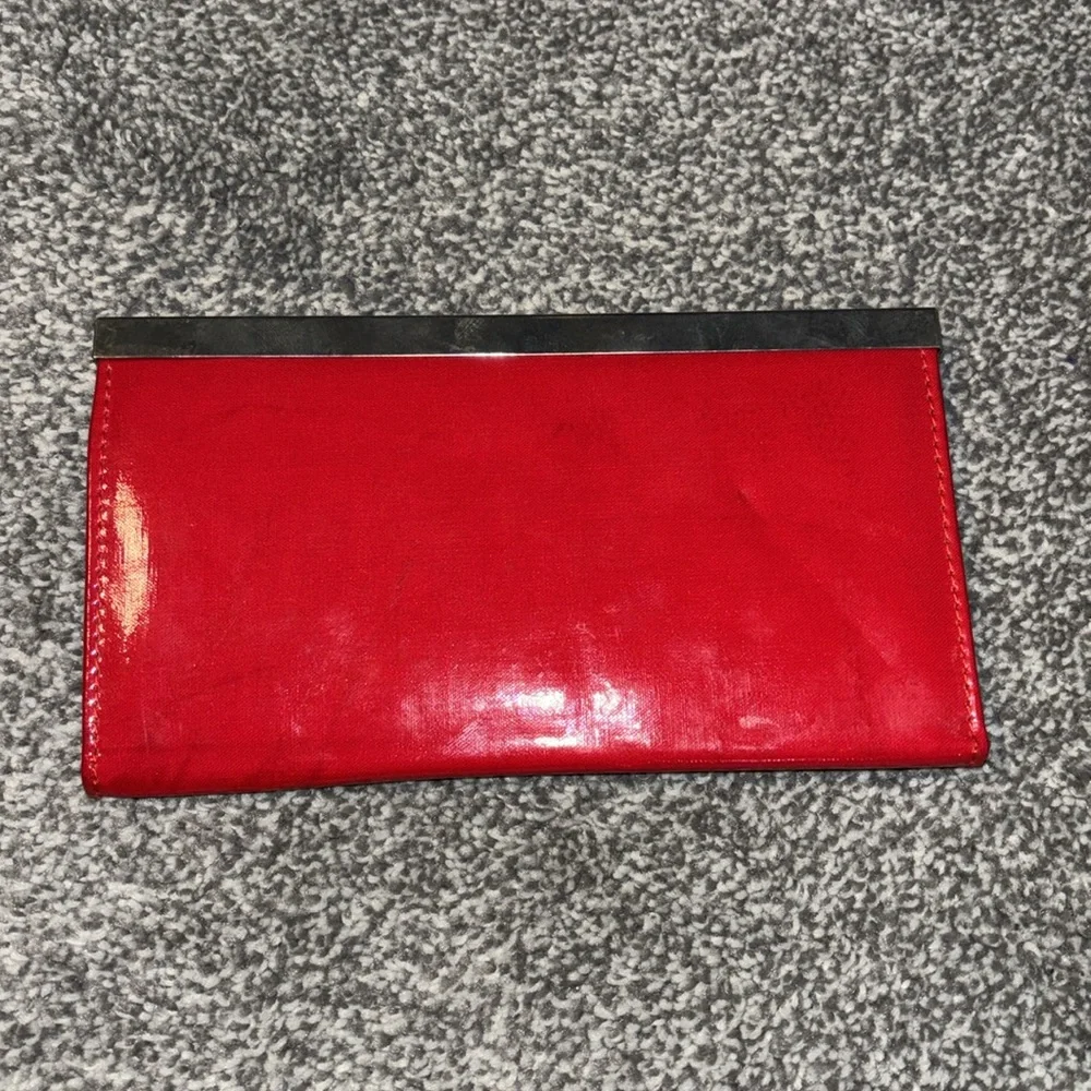 Red patent leather locket wallet never used